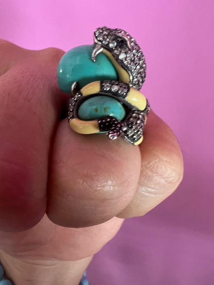 Anello Cobra - Vintage -  in argento 925 con turchese e zirconi (Archivio Bisù 2000s)