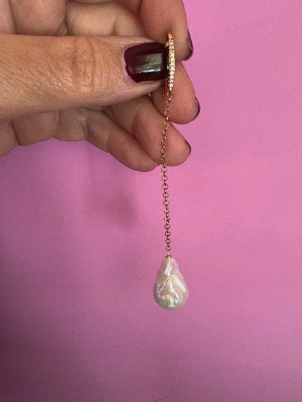 Orecchini Chain - catena argento 925 con grandi perle coltivate