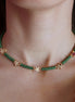 Collier rondelle verde scuro con stelle