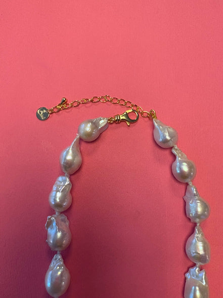 Collana JAIPUR - Perle barocche e pendente cuore avventurina verde
