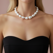 Choker con Perle Barocche Coltivate e Argento 925 Placcato Oro Rosa