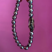Braccialetto  Bisette ematite argento con quarzo rosa