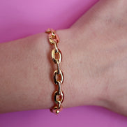 Bangle CATENA -  Bracciale rigido argento 925 oro giallo