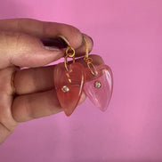 Orecchini  Collezione JAIPUR-  cuore quarzo fragola argento 925