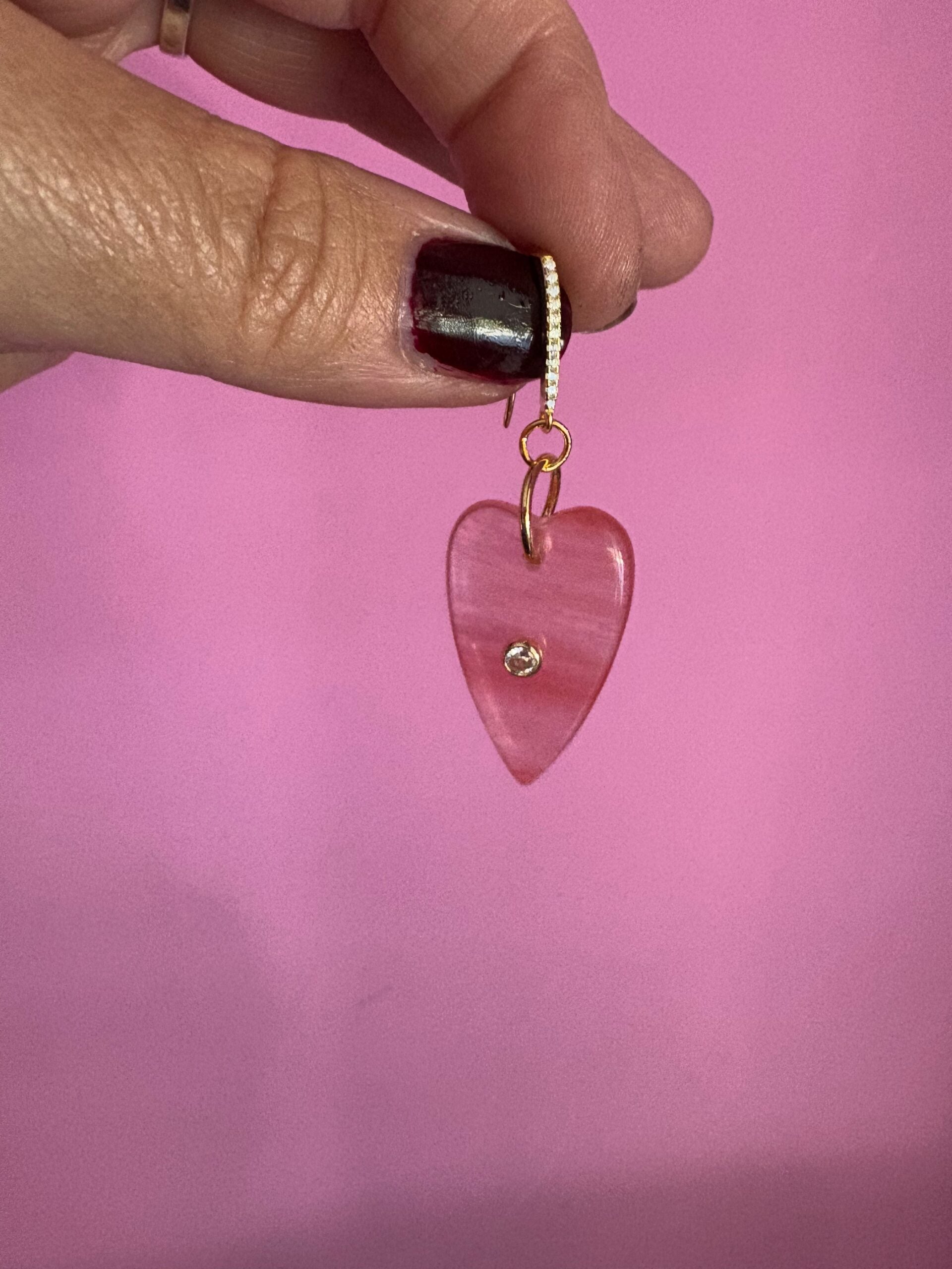 Orecchini  Collezione JAIPUR-  cuore quarzo fragola argento 925