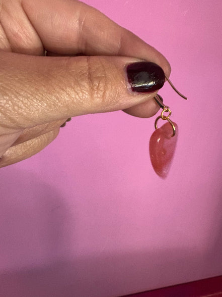 Orecchini  Collezione JAIPUR-  cuore quarzo fragola argento 925