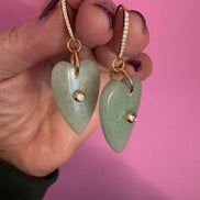 Orecchini  Collezione JAIPUR-  cuore avventurina verde