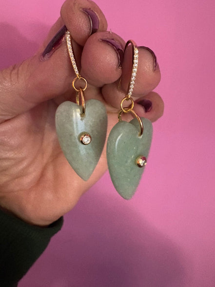 Orecchini  Collezione JAIPUR-  cuore avventurina verde