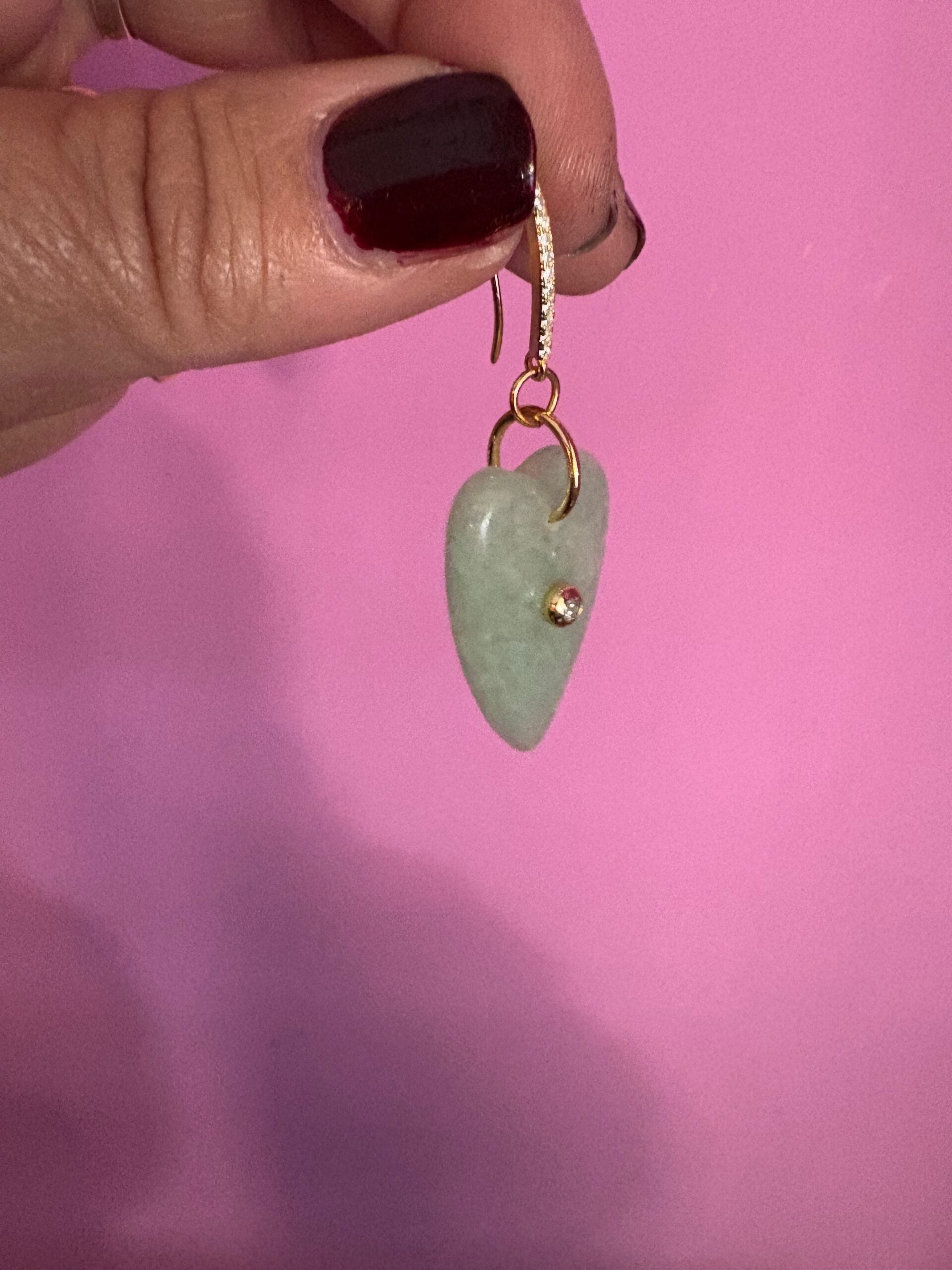 Orecchini  Collezione JAIPUR-  cuore avventurina verde