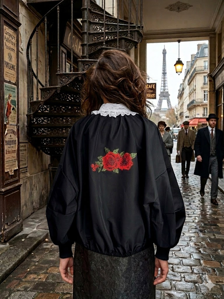 Rose Bomber  : bomber a palloncino con passamaneria Couture