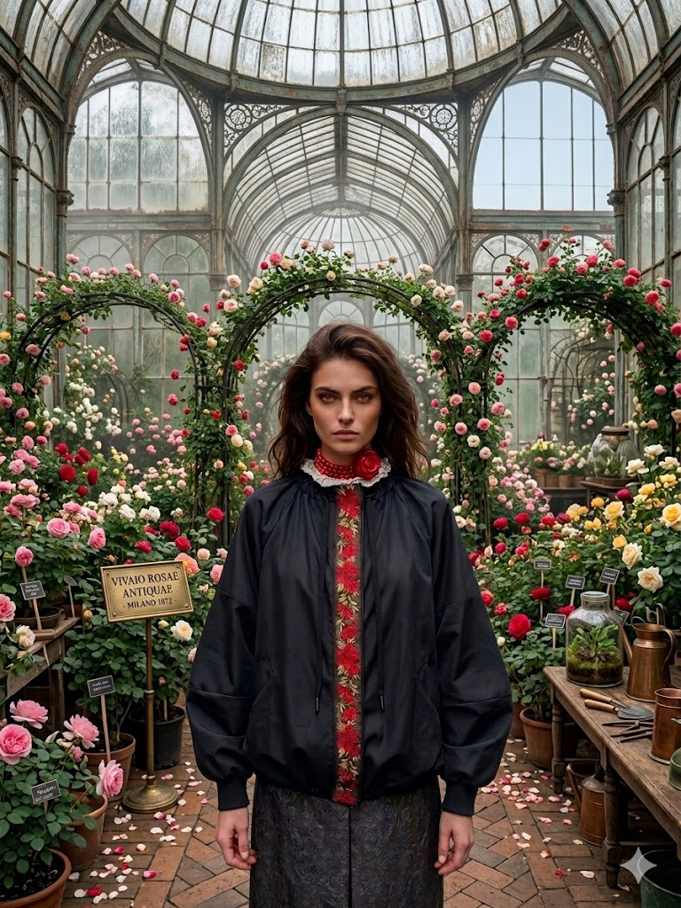 Rose Bomber  : bomber a palloncino con passamaneria Couture