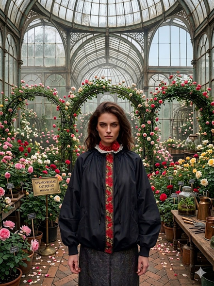 Rose Bomber  : bomber a palloncino con passamaneria Couture