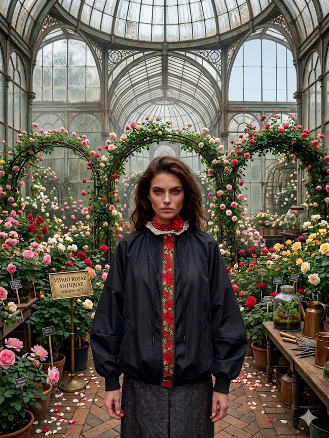 Rose Bomber  : bomber a palloncino con passamaneria Couture