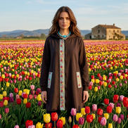 Flower Parka  : giacca lunga con passamaneria Couture