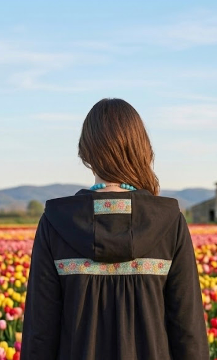 Flower Parka  : giacca lunga con passamaneria Couture