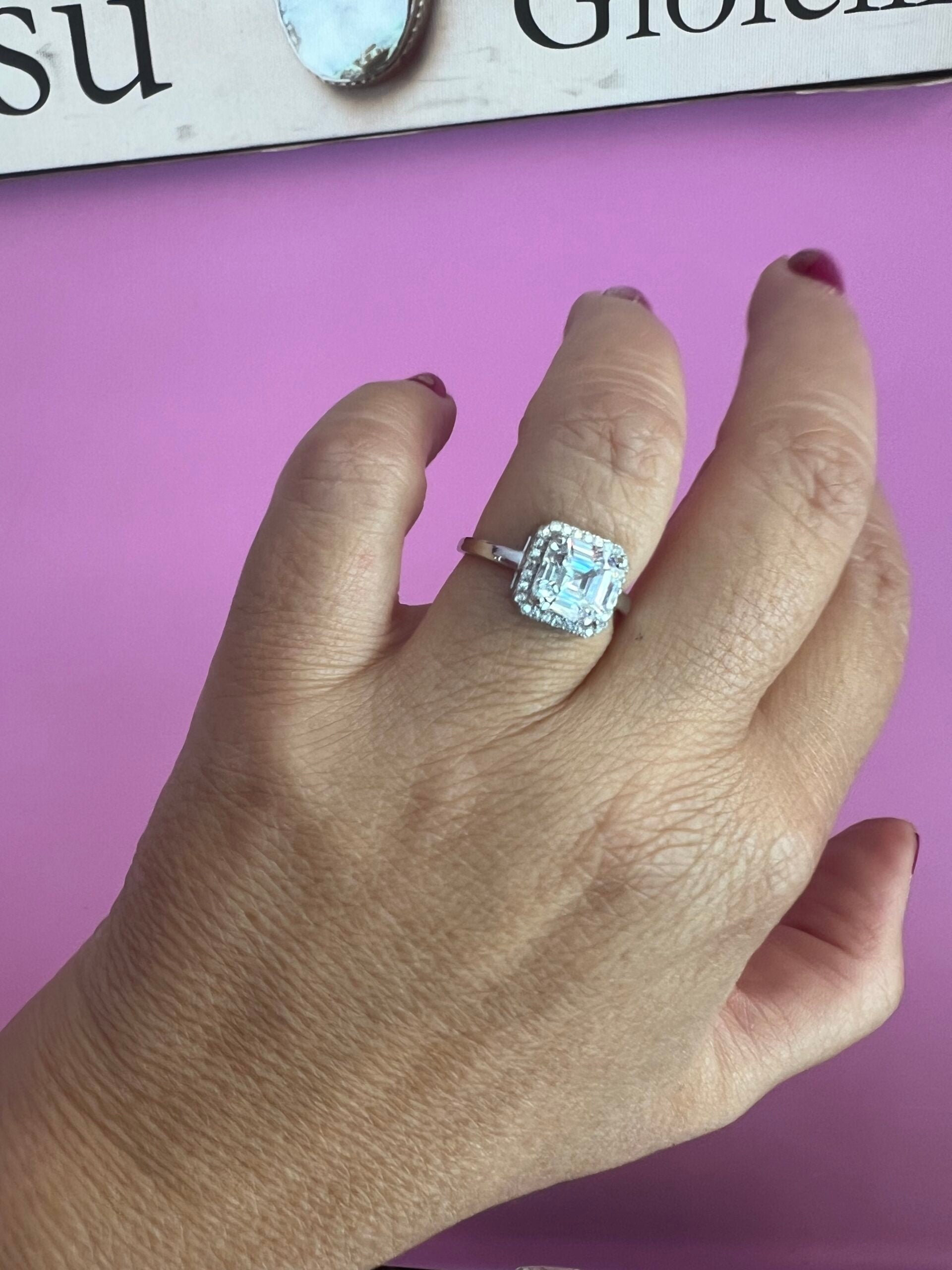 Halo Solitario taglio princess argento925 rodio