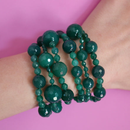 MAGNIFICO bracciale couture  6 fili e giada verde