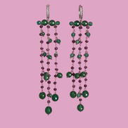Chandelier - Orecchini con cascata di agata verde e ametista
