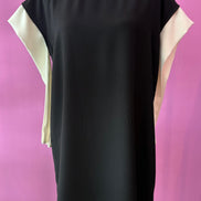 IKEBANA - Abito crepe nero con maniche nastro avorio