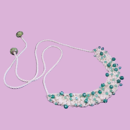 Choker Collezione Intreccio con Agata Verde Brasiliana, Seta ed Argento 925