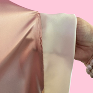 Poetica - Abito a palloncino in raso rosa cerimonia con maniche nastro avorio