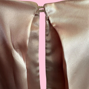 Poetica - Abito a palloncino in raso rosa cerimonia con maniche nastro avorio
