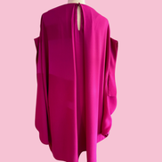 Poetica - Abito a palloncino in crepe fucsia cerimonia con maniche nastro