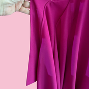 Poetica - Abito a palloncino in crepe fucsia cerimonia con maniche nastro