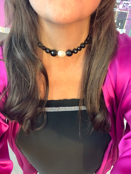 INCANTEVOLE -  Chocker flessibile onice con perla barocca