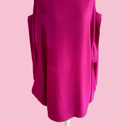 Poetica - Abito a palloncino in crepe fucsia cerimonia con maniche nastro