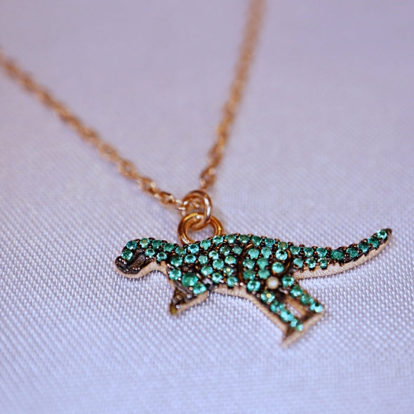 Collier Dinosauro  - argento 925 oro rosé con zirconi