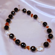 Collana di onice con perle e ambra