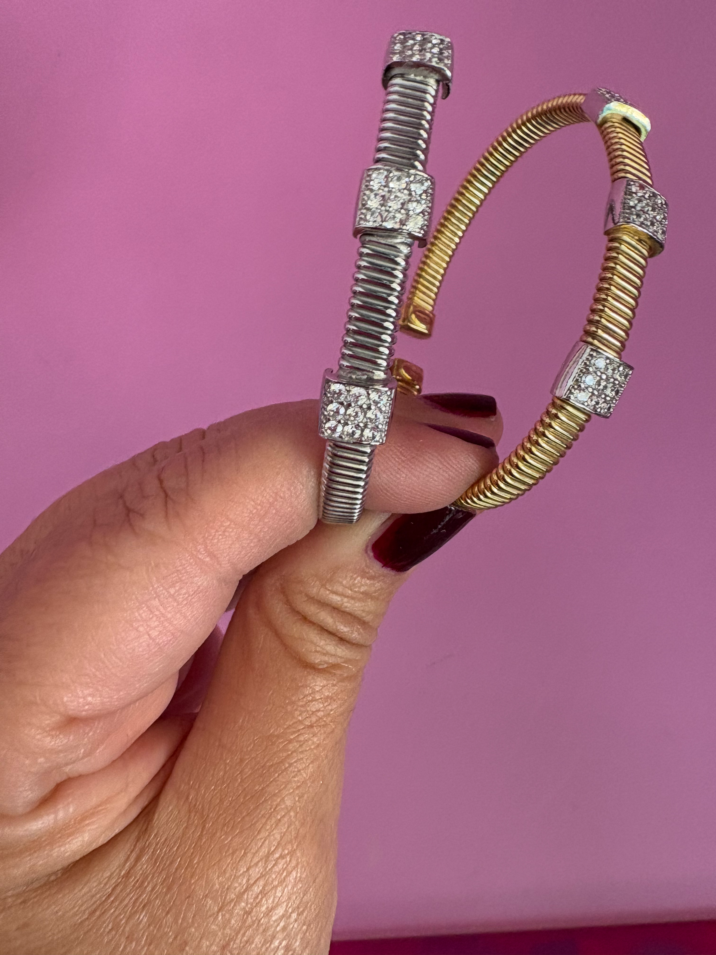 Bracciale SLIM Tubogas CARRE' TROIS - 3 elementi argento 925 con zirconi