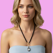 Collana LUCE - ONICE  mm 6 - chiusura gioiello - cm 60 - charms Luce