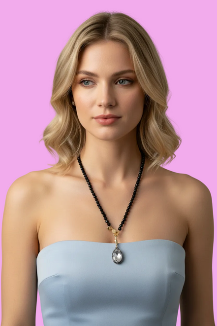 Collana LUCE - ONICE  mm 6 - chiusura gioiello - cm 60 - charms Luce