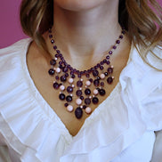 Couture - collier CASCATA ametista e corallo rosa