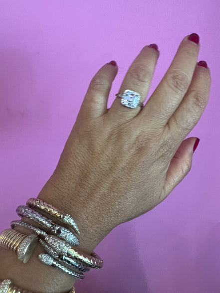 Halo Solitario taglio princess argento925 rodio