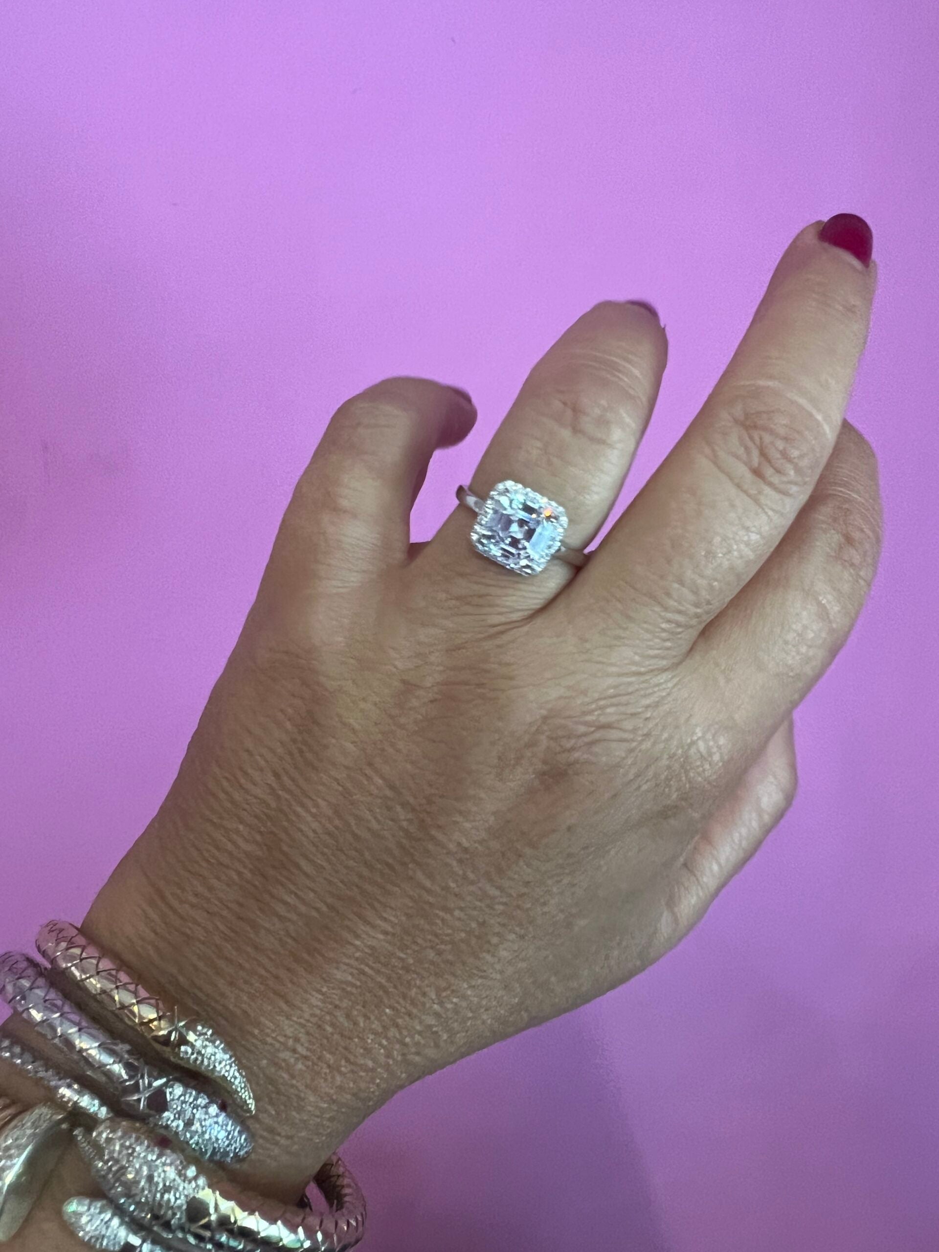 Halo Solitario taglio princess argento925 rodio