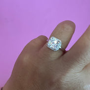 Halo Solitario taglio princess argento925 rodio