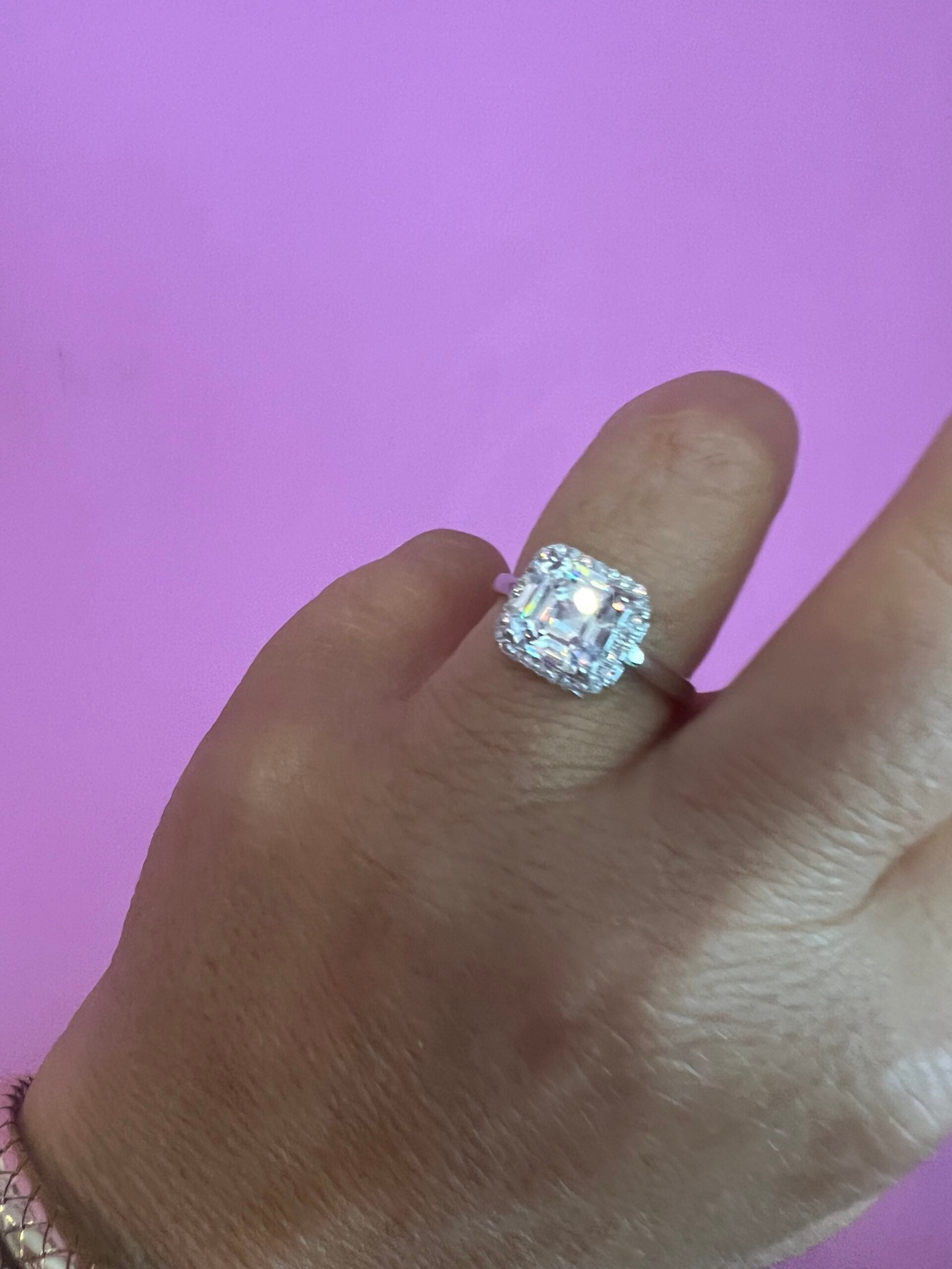 Halo Solitario taglio princess argento925 rodio