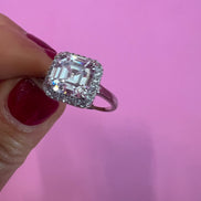 Halo Solitario taglio princess argento925 rodio