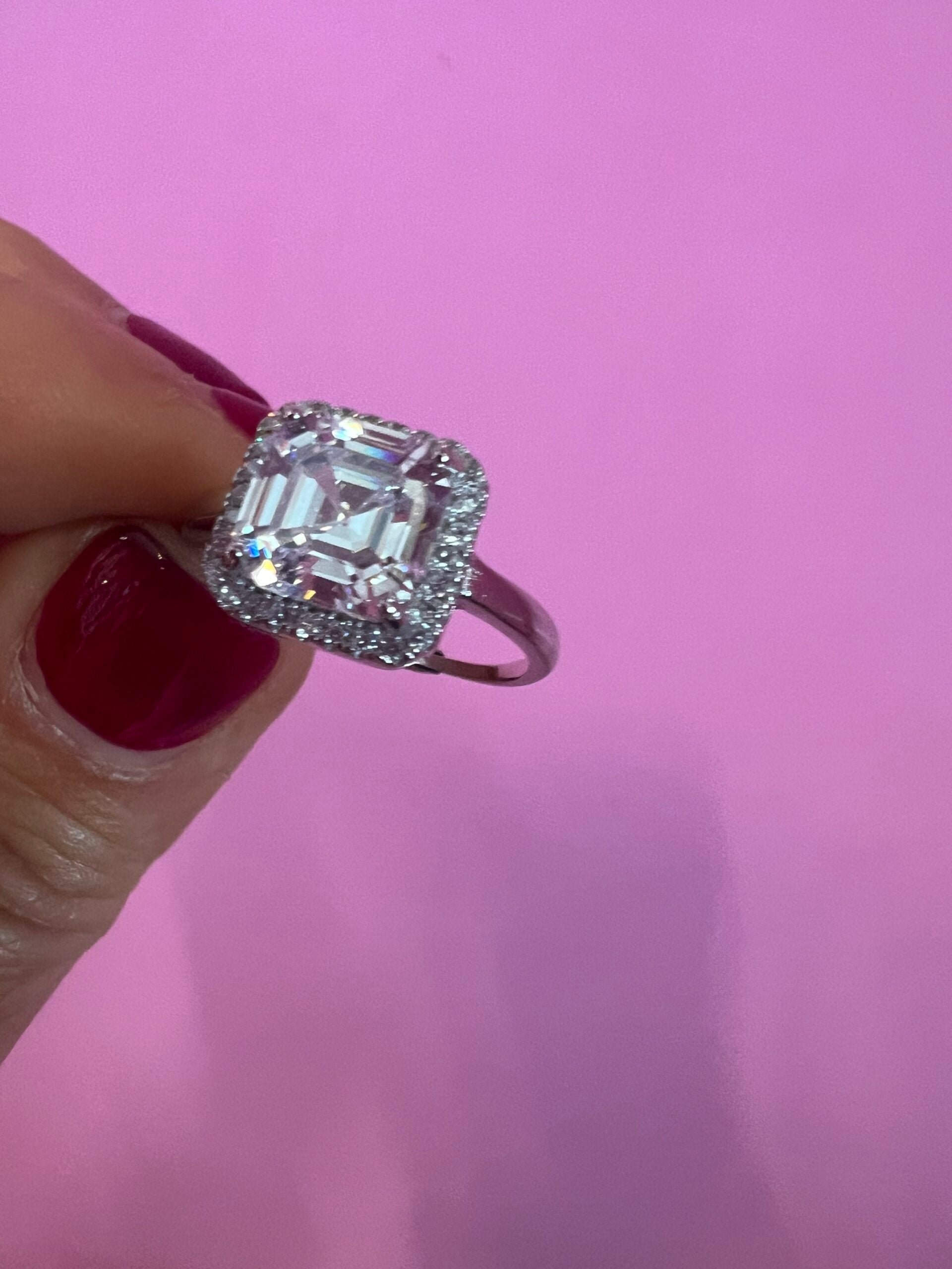Halo Solitario taglio princess argento925 rodio
