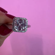 Halo Solitario taglio princess argento925 rodio