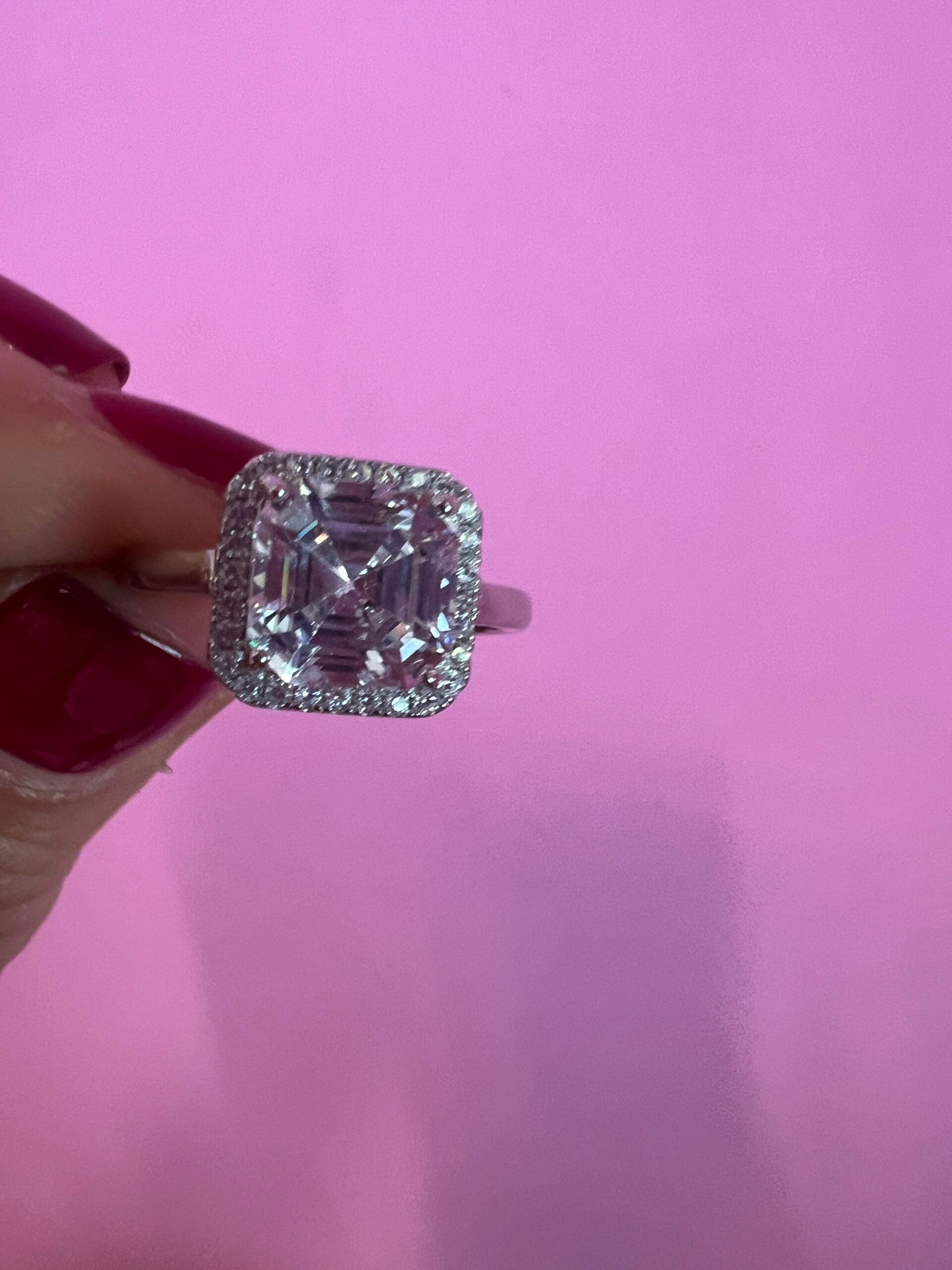Halo Solitario taglio princess argento925 rodio