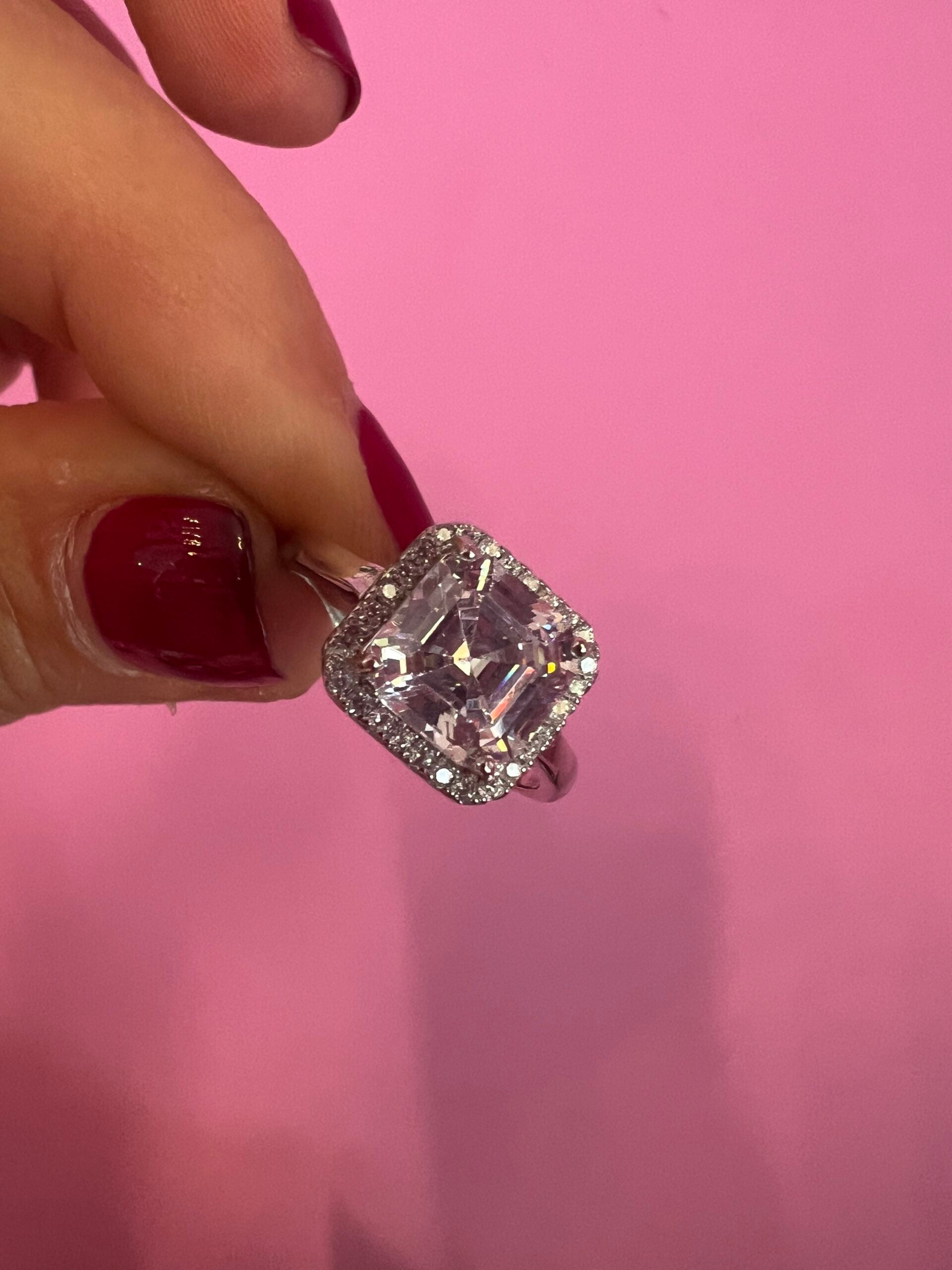 Halo Solitario taglio princess argento925 rodio