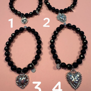 Bracciale Bisette -TALISMANI  onice  mm 0,8 con charms Cuore Sacro