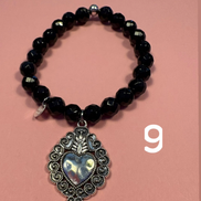 Bracciale Bisette -TALISMANI  onice  mm 0,8 con charms Cuore Sacro