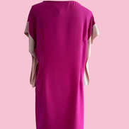IKEBANA - Abito crepe fucsia con maniche nastro rosa chiaro