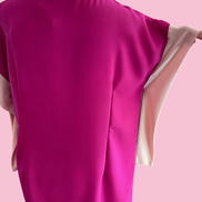 IKEBANA - Abito crepe fucsia con maniche nastro rosa chiaro