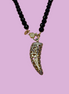 Collana TALISMANI - ONICE  mm 8 - chiusura gioiello argento 925 - cm 60 - charms Corno